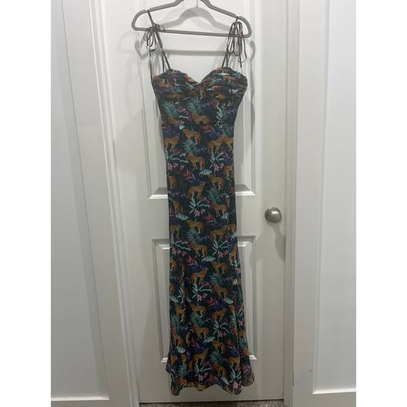 NWT Fame And Partners X FREE PEOPLE Elham Jungle Print Maxi Dress Sz 6 - Picture 2 of 9